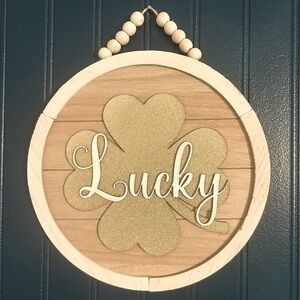 St. Patrick’s Day Lucky Hanging Wall Art Shamrock 9.5”